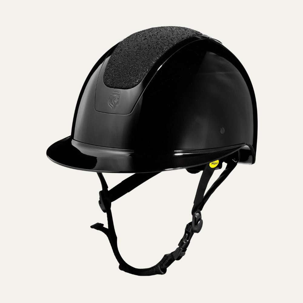 Equinavia Crown Glossy Mips® Riding Helmet - Black/Black Diamond Crystal