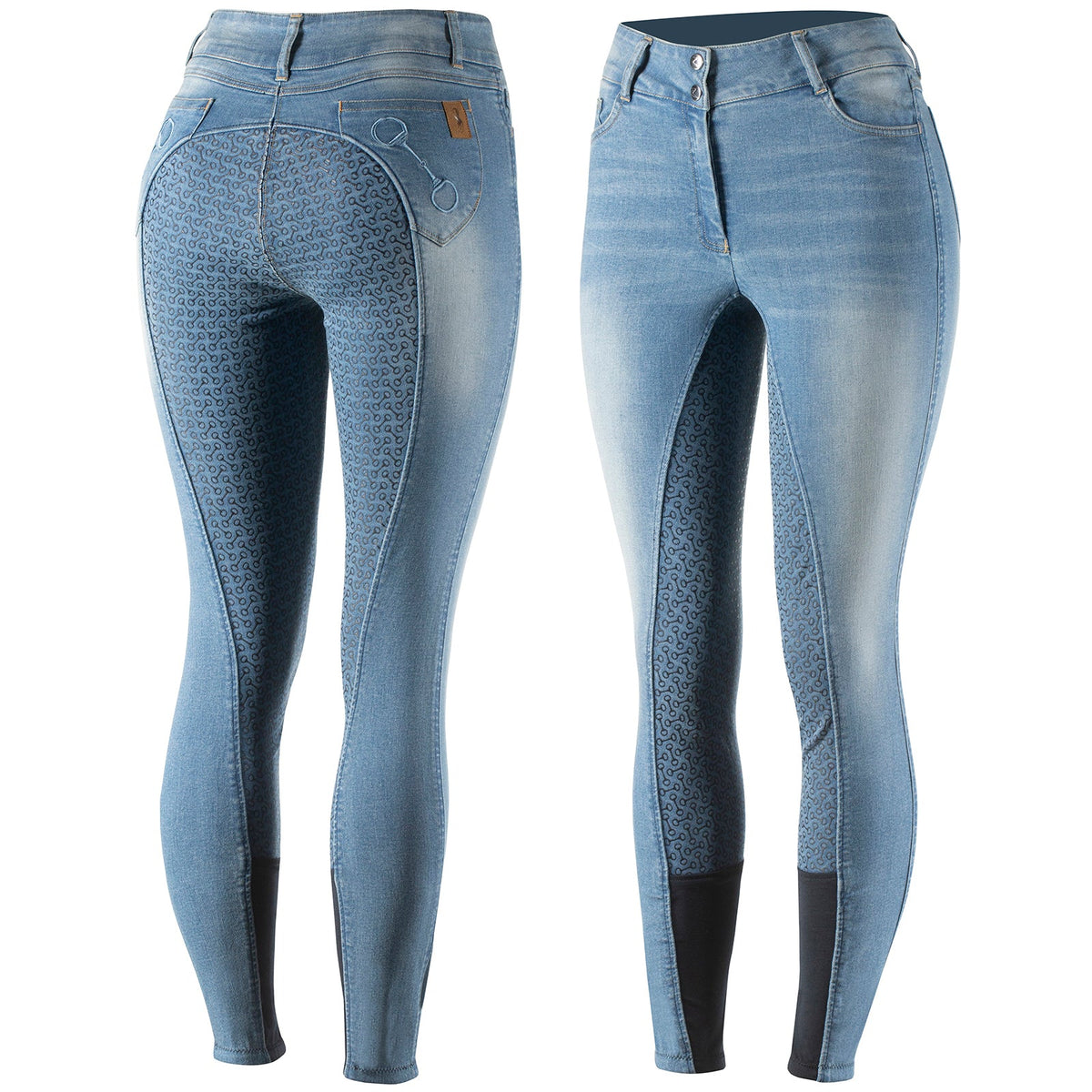 Horze Kaia Womens High Waist Denim Silicone Full Seat Breeches image #13