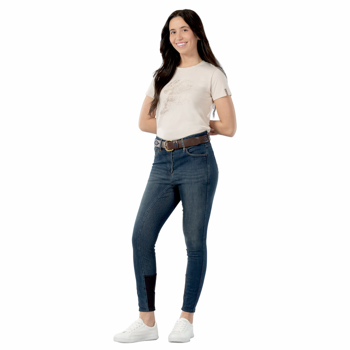 Horze Kaia Womens High Waist Denim Silicone Full Seat Breeches image #12