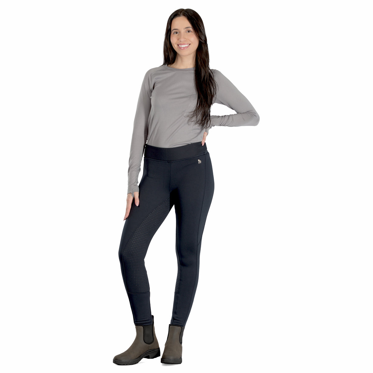 Horze Active Womens Winter Silicone Full Seat Tights w/ Phone Pockets image #10