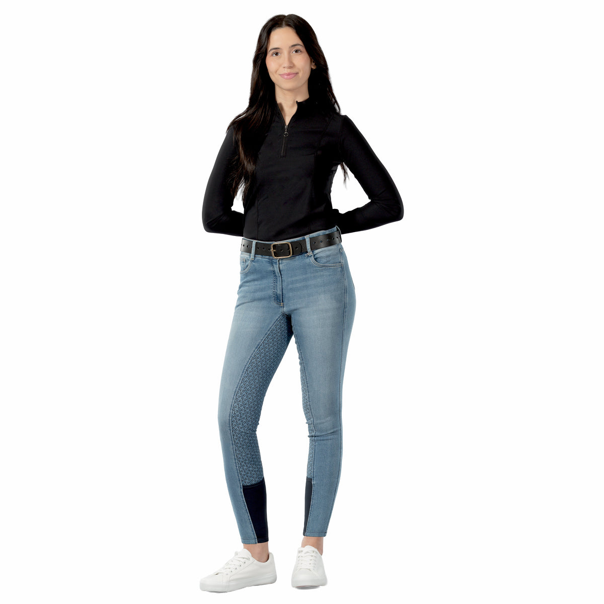 Horze Kaia Womens High Waist Denim Silicone Full Seat Breeches image #14