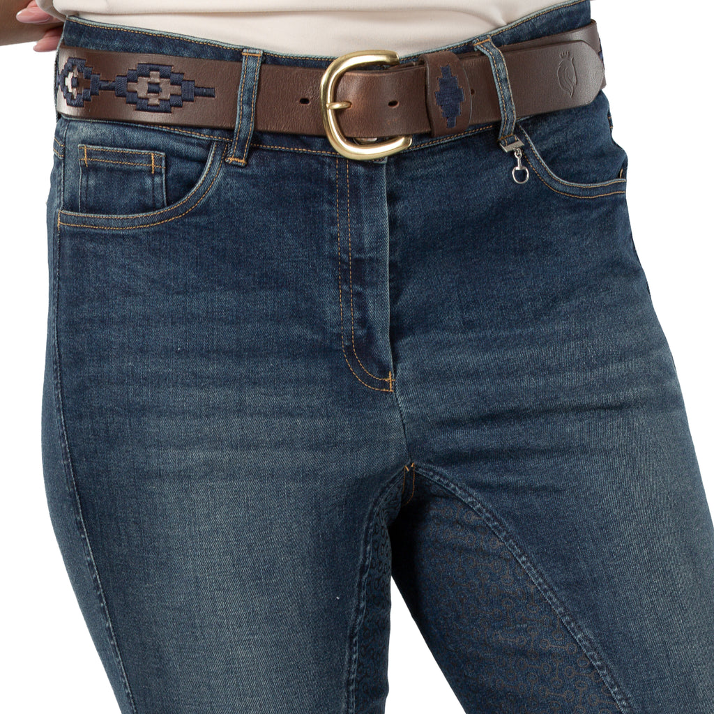 Horze Kaia Womens High Waist Denim Silicone Full Seat Breeches image #3