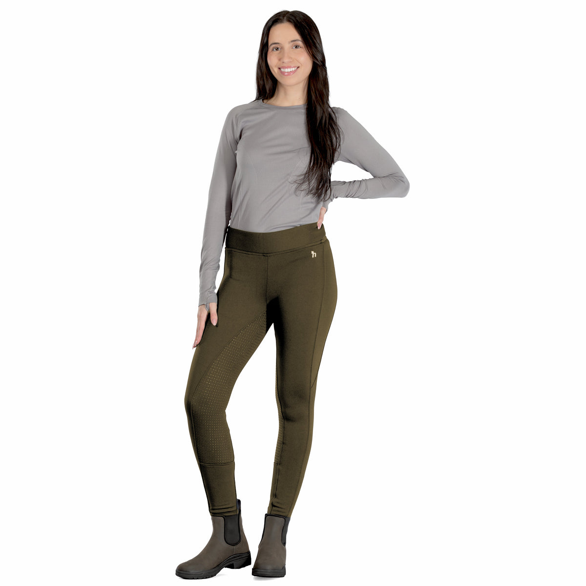 Horze Active Womens Winter Silicone Full Seat Tights w/ Phone Pockets image #10