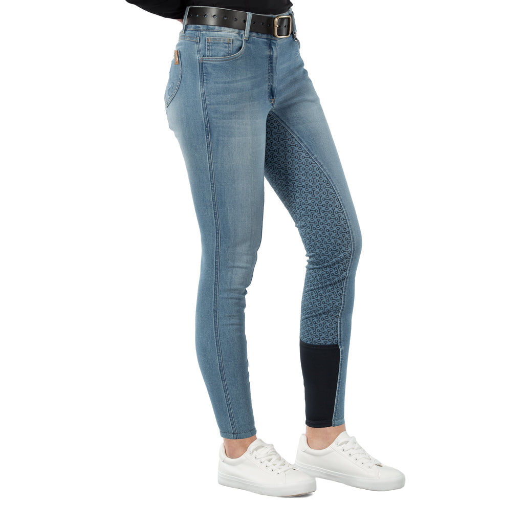 Horze Kaia Womens High Waist Denim Silicone Full Seat Breeches image #4