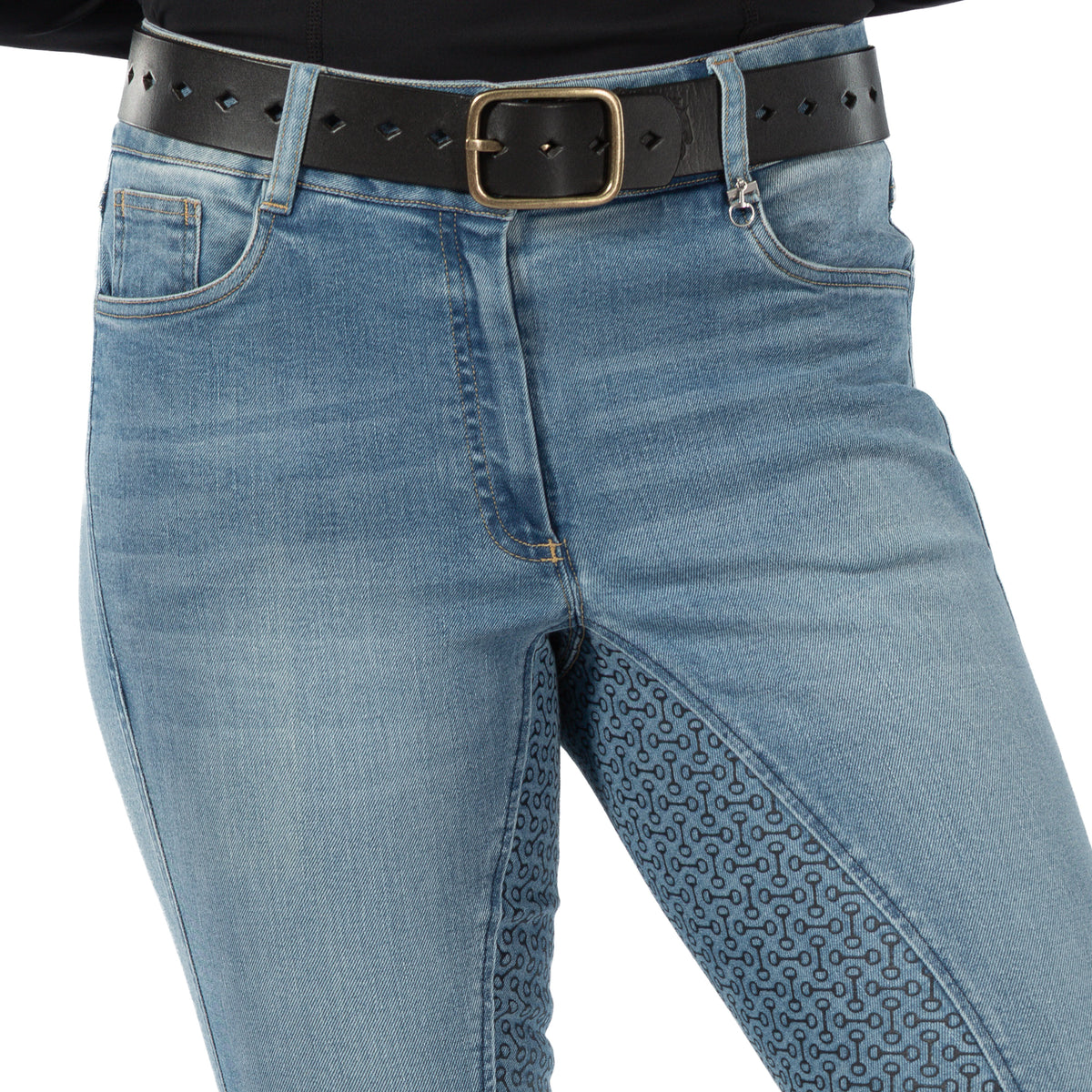Horze Kaia Womens High Waist Denim Silicone Full Seat Breeches image #5