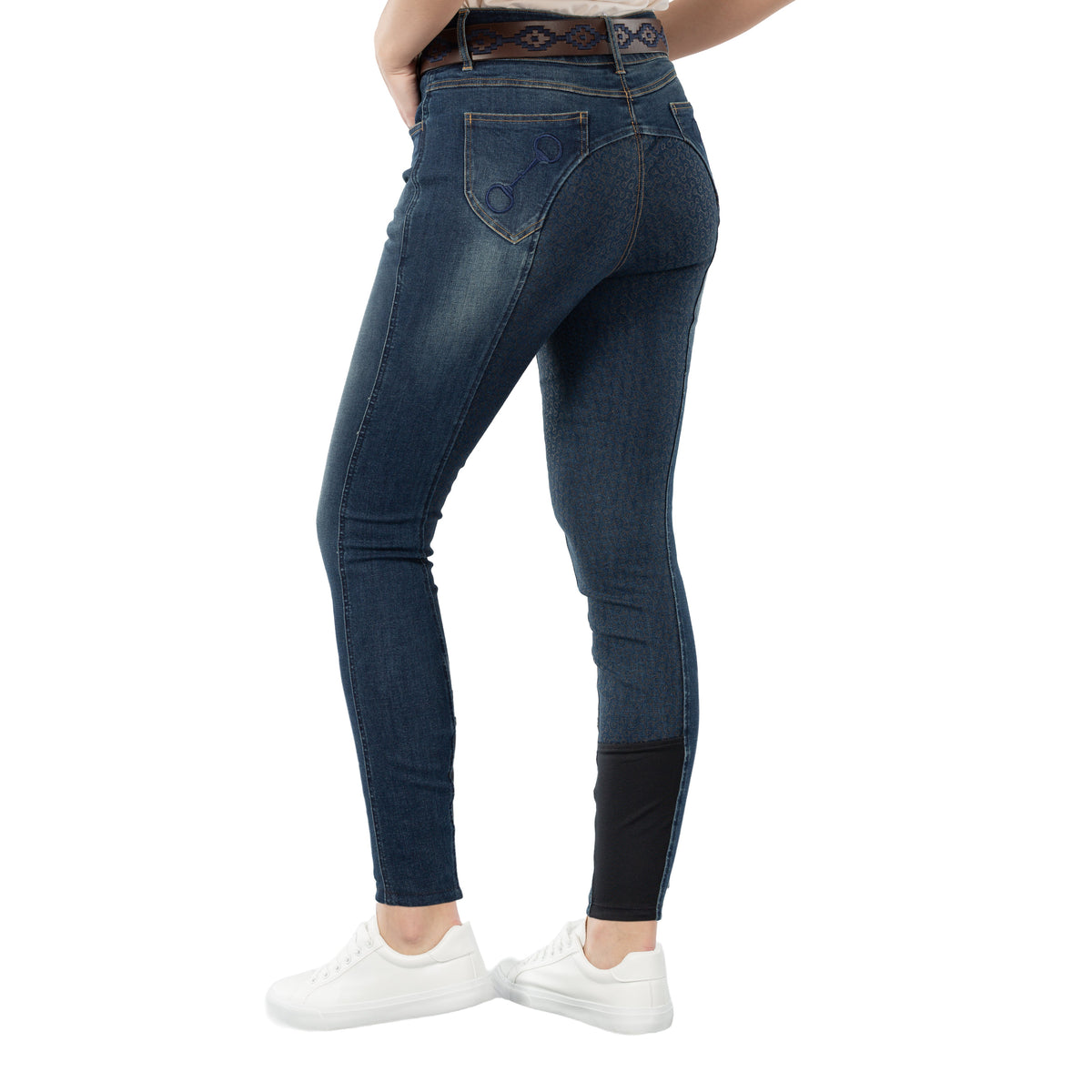 Horze Kaia Womens High Waist Denim Silicone Full Seat Breeches image #2