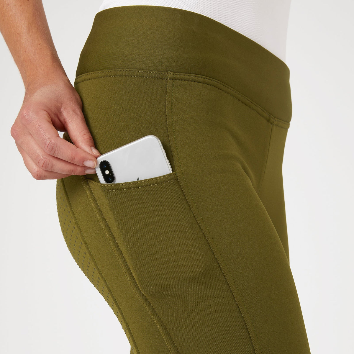 Horze Active Womens Winter Silicone Full Seat Tights w/ Phone Pockets image #7