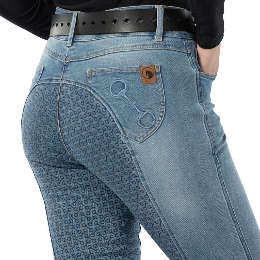 Horze Kaia Womens High Waist Denim Silicone Full Seat Breeches image #6